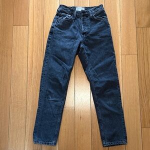 Everlane Straight Jeans in Distressed Black. 23